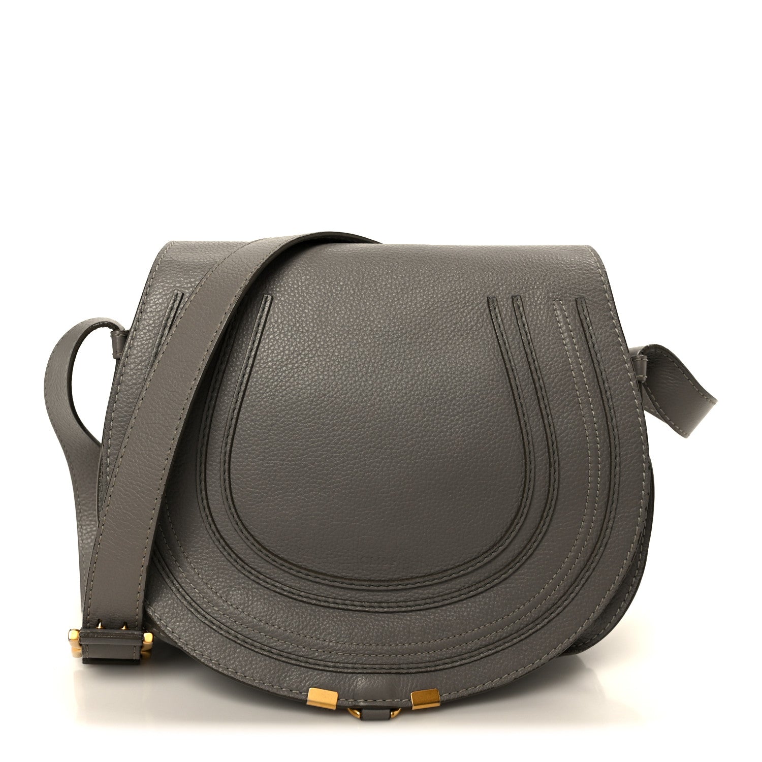 Calfskin Medium Marcie Round Crossbody Bag Cashmere Grey