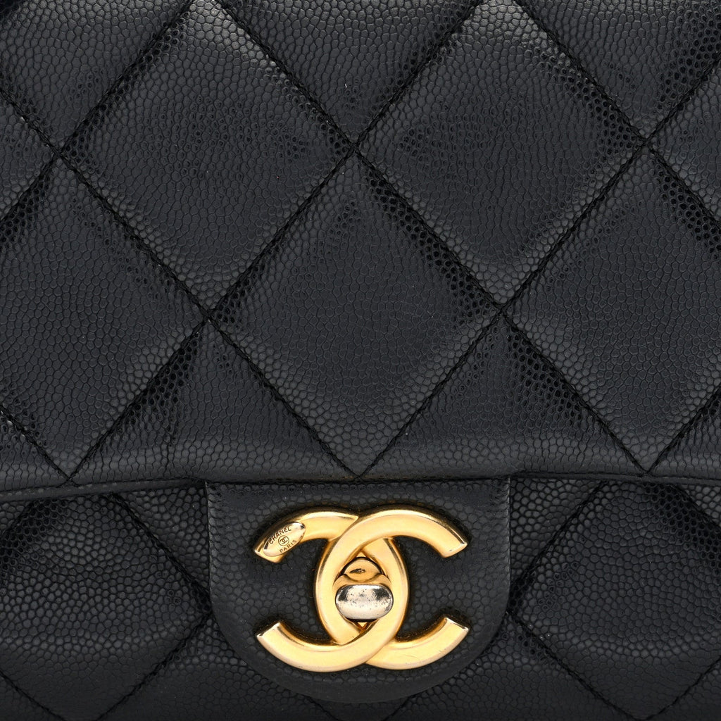 Caviar Quilted Small Twist Your Buttons Flap Black