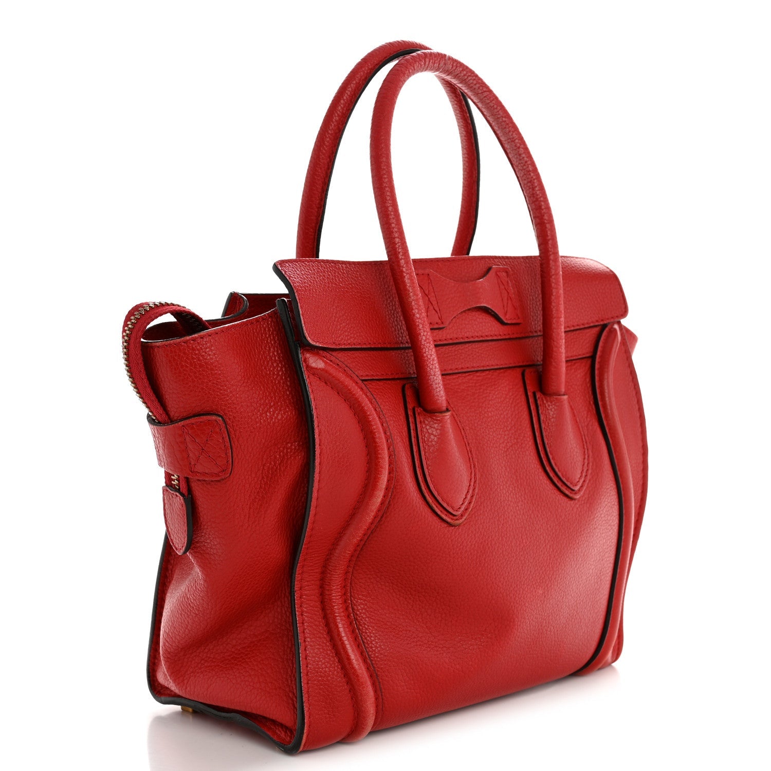 Drummed Calfskin Micro Luggage Red