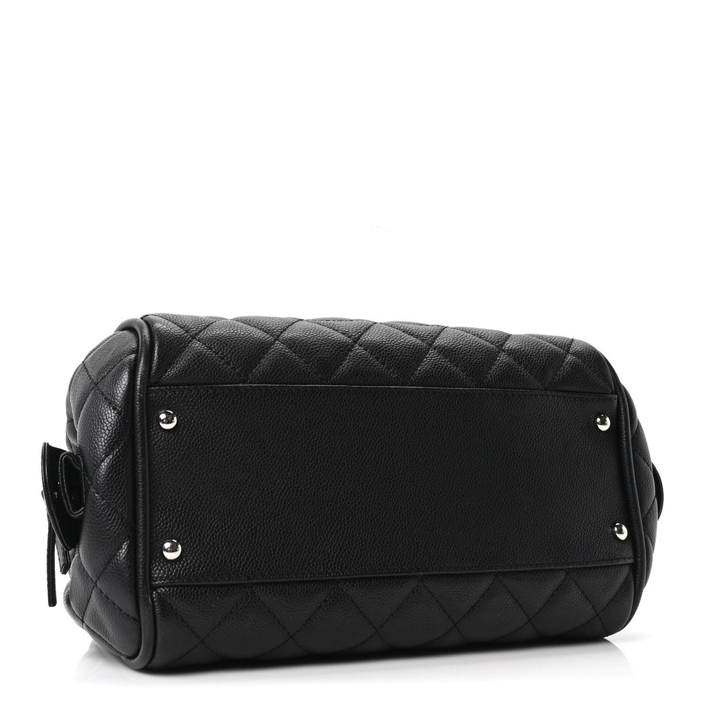 Caviar Quilted Timeless Bowler Black