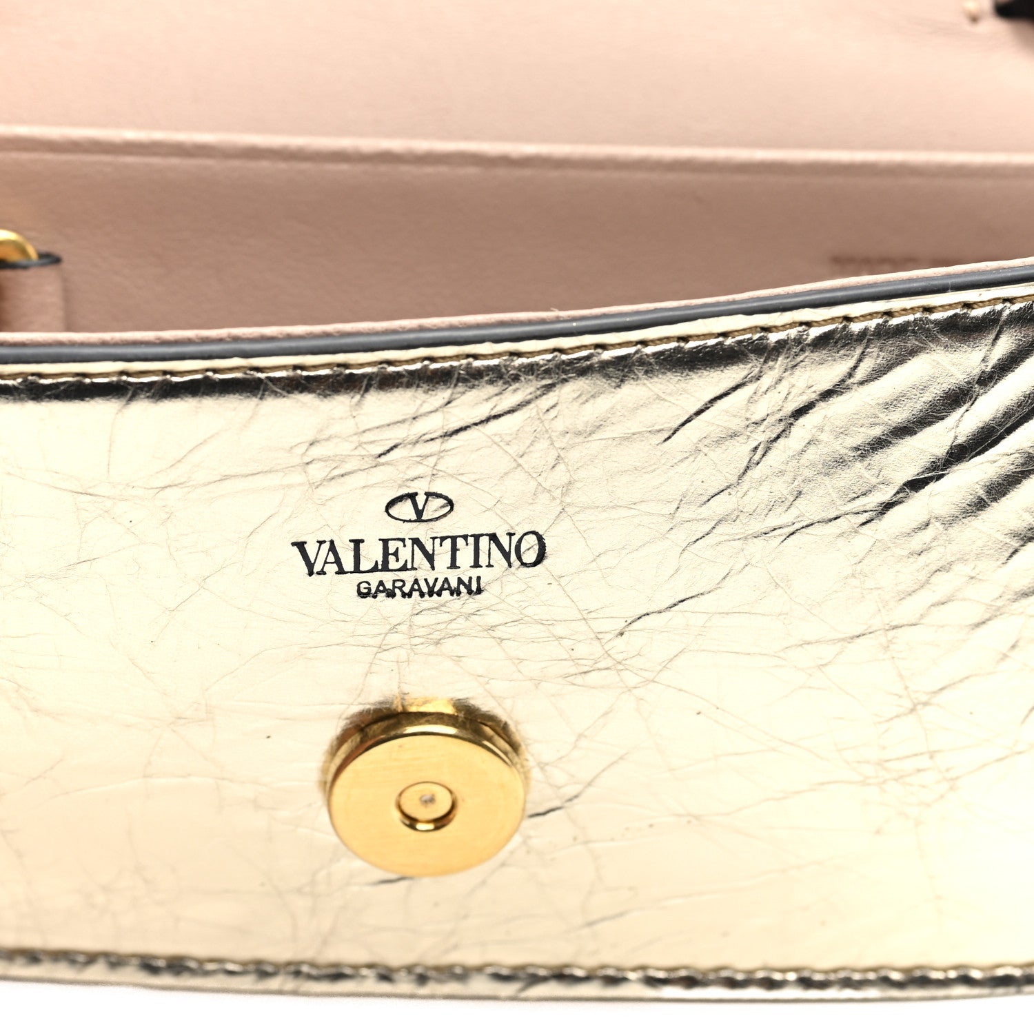 Metallic Calfskin Vlogo Micro Loco Shoulder Bag Platino