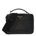 Saffiano Travel Medium Brique Crossbody Bag Black