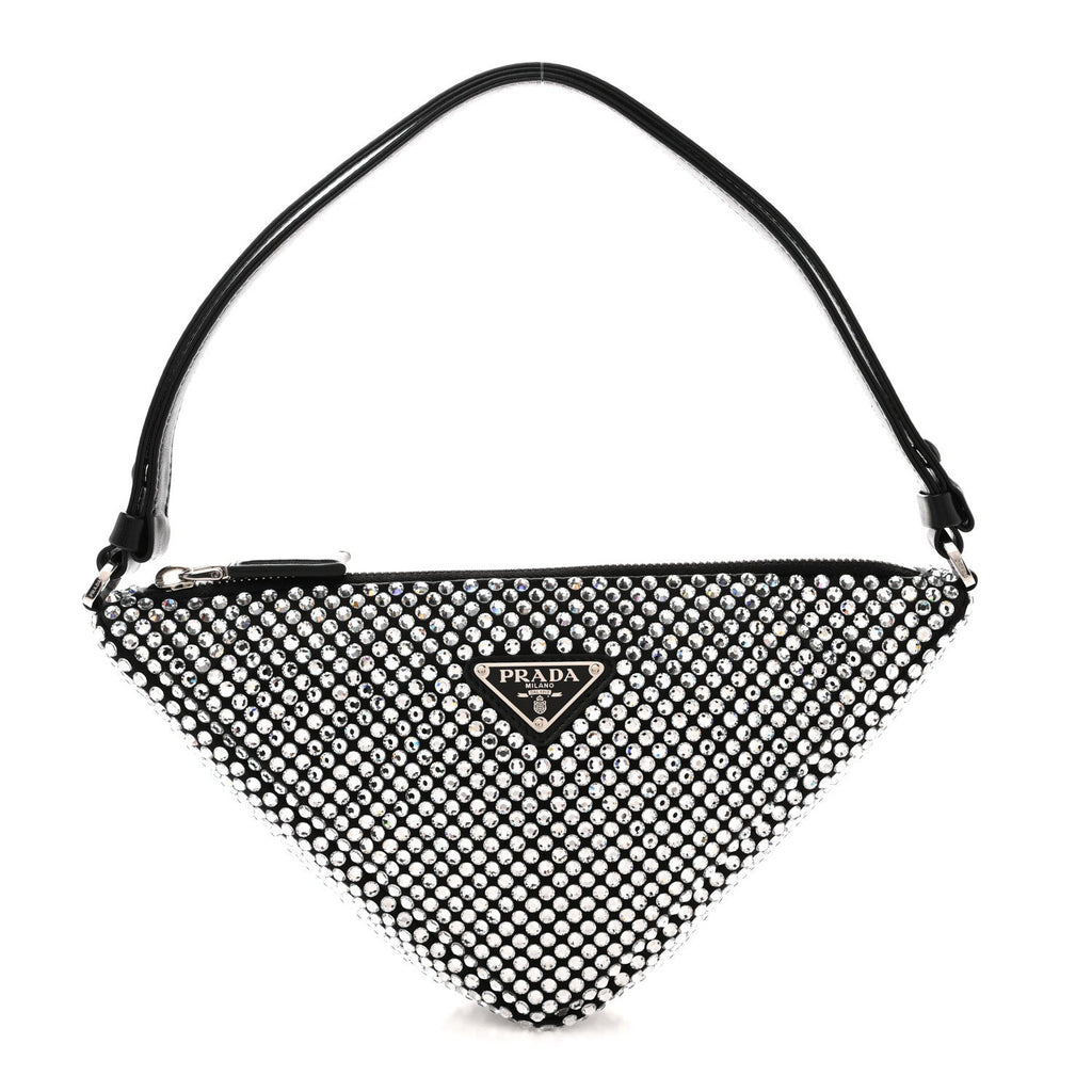 Satin Crystal Triangle Pouch Cristal