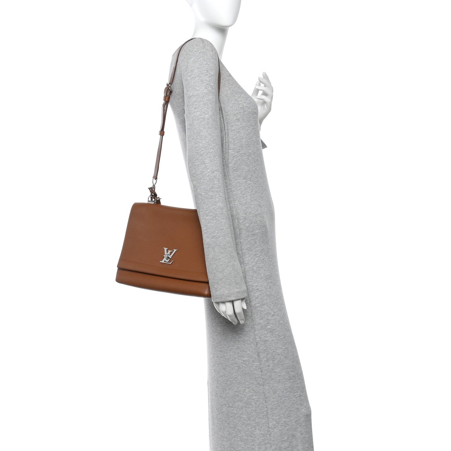 Soft Calfskin Lockme II Top Handle Cognac