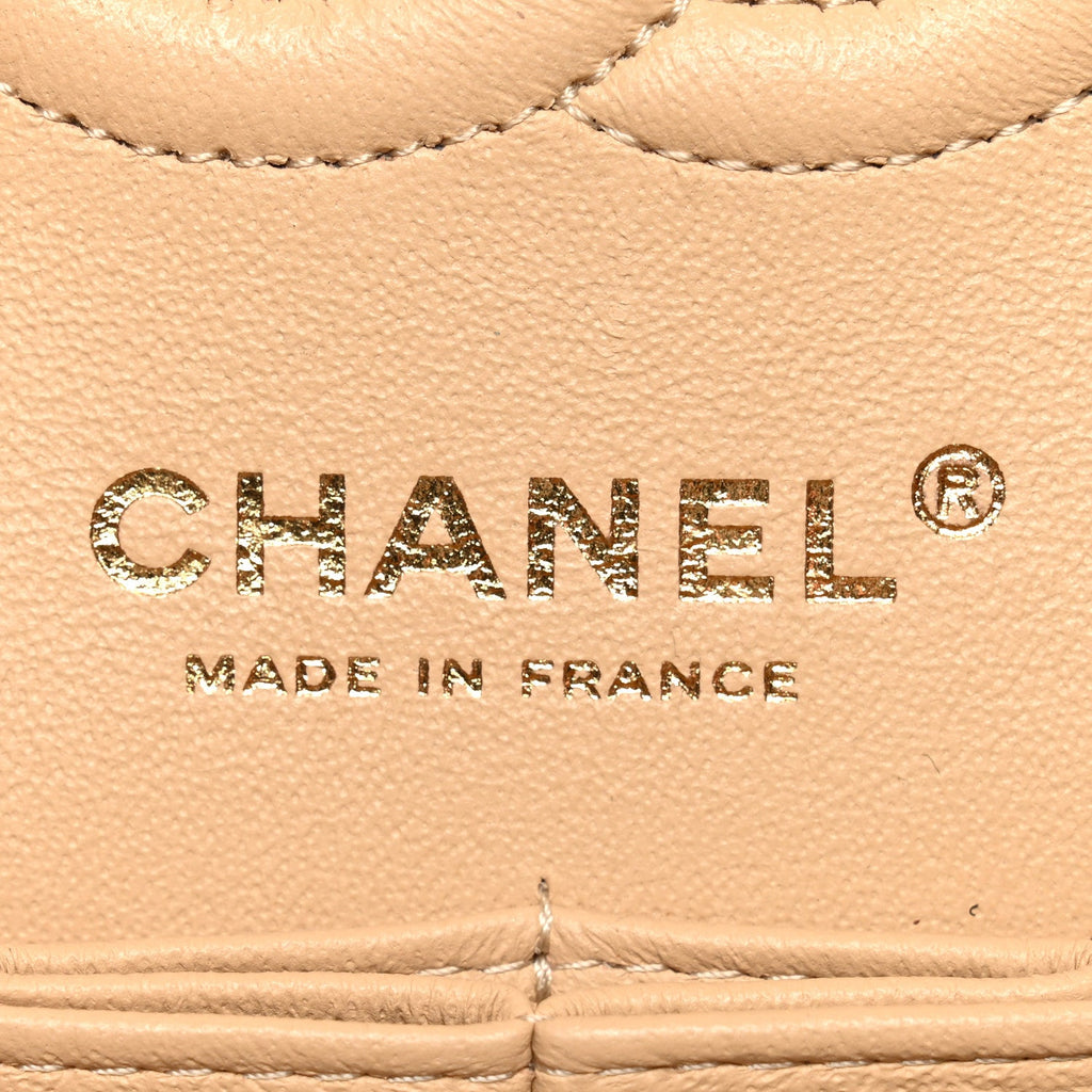 Caviar Quilted Small Double Flap Beige