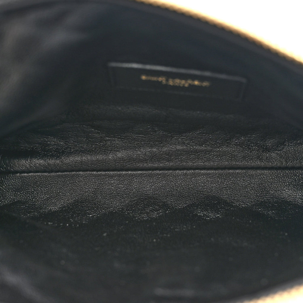 Lambskin Quilted Gaby Zipped Pouch Crema Soft