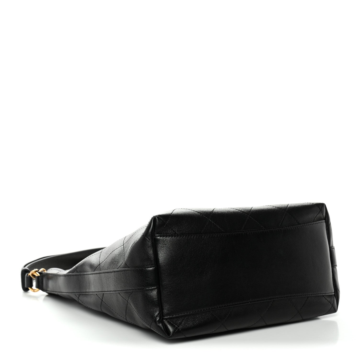 Shiny Calfskin Quilted Hobo Black