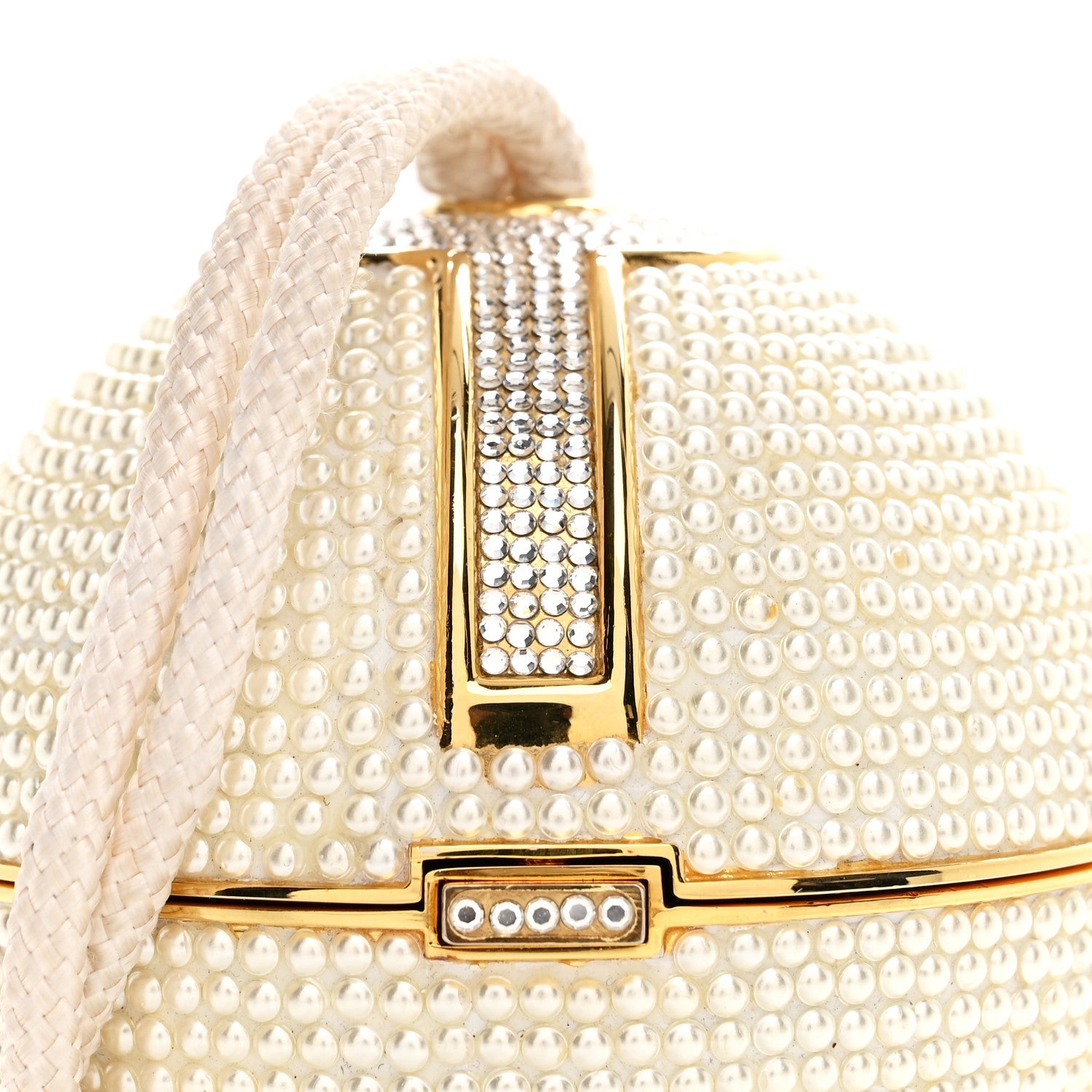 Swarovski Crystal Disco Ball Minaudiere Clutch White Gold