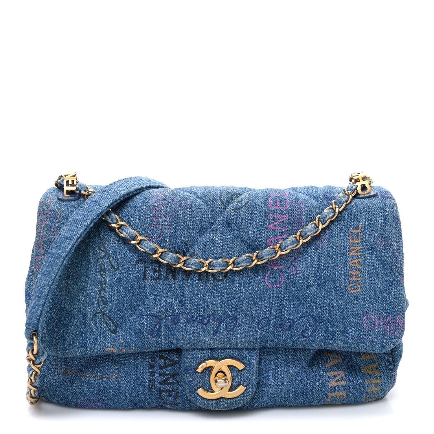 Denim Quilted Denim Large Mood Flap Blue Multicolor