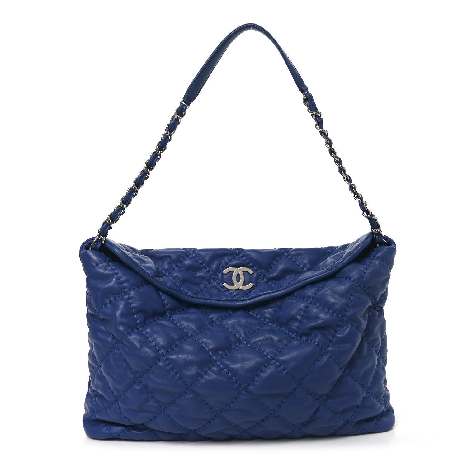 Calfskin Quilted French Riviera Hobo  Blue