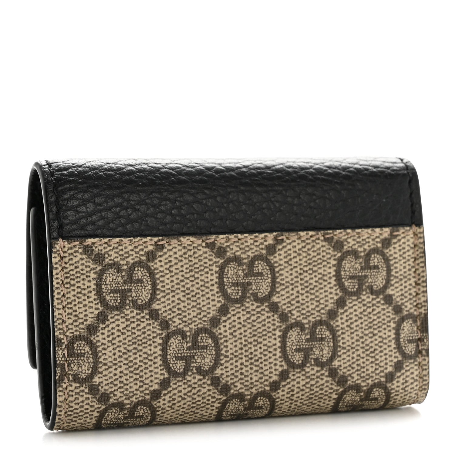 Dollar Calfskin GG Supreme Monogram GG Marmont 6 Key Holder Case Black Beige Ebony