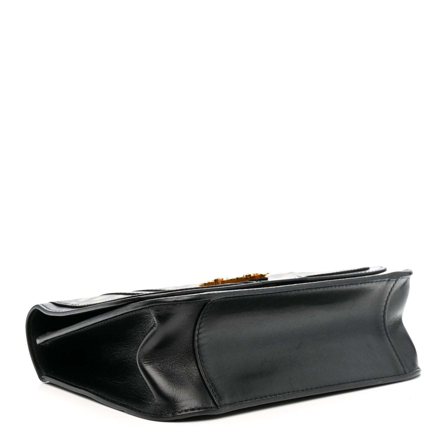 Coated Canvas La Greca Signature Print Virtus Top Handle Shoulder Bag Black Khaki