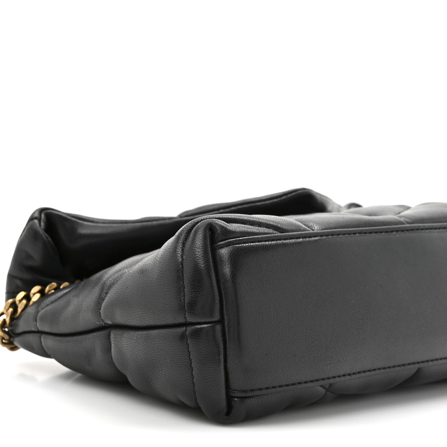 Lambskin Quilted Toy Loulou Puffer Monogram Chain Satchel Black
