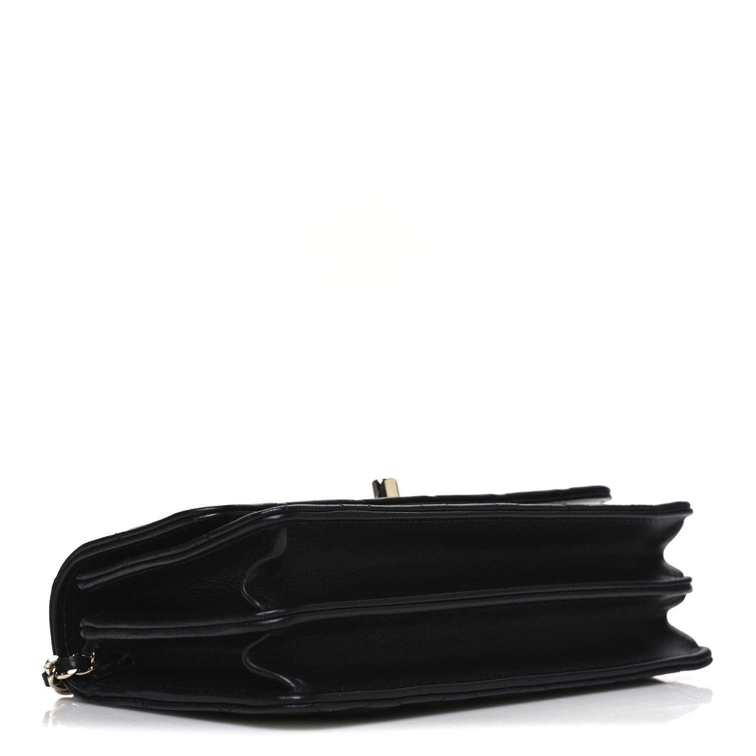 Lambskin Quilted Trendy CC Dual Handle Clutch With Chain Black