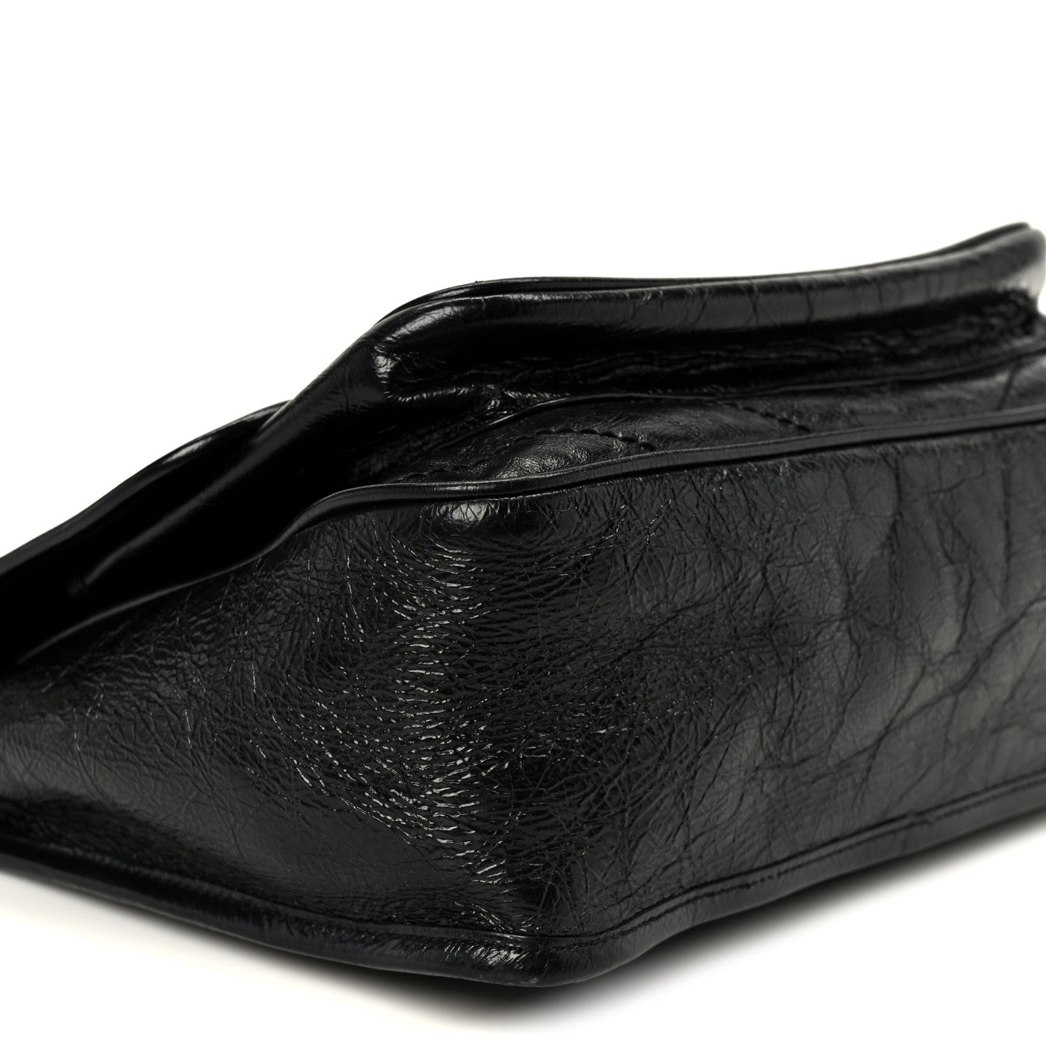 Crinkled Calfskin Matelasse Monogram Medium Niki Chain Satchel Black