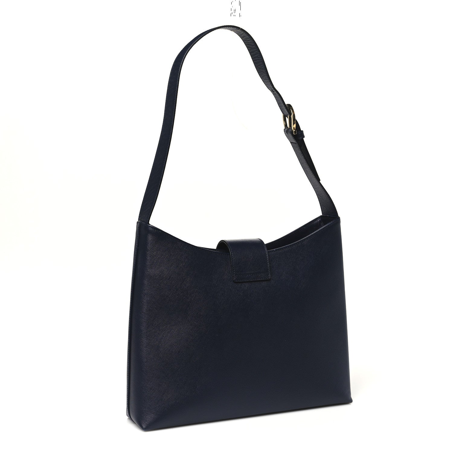 Hammered Calfskin Trifolio Shoulder Bag Navy