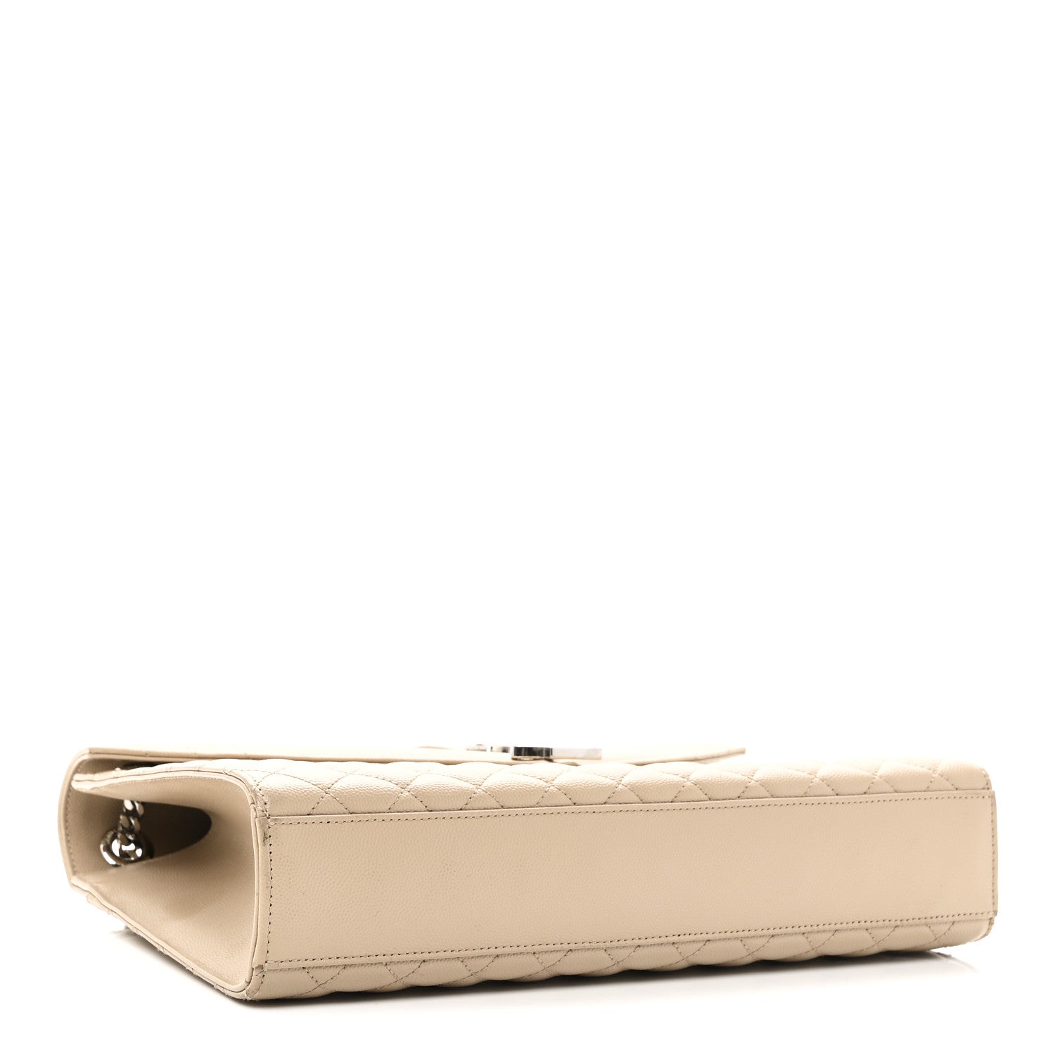 Grain De Poudre Mixed Matelasse Large Triquilt Monogram Satchel Dark Beige