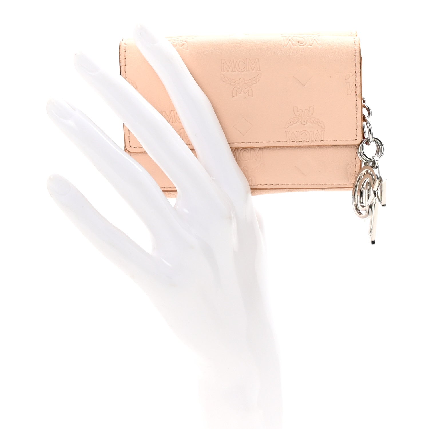 Calfskin Ottomar Monogram Tri-Fold Wallet Hot Coral