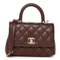 Caviar Quilted Extra Mini Coco Handle Flap Dark Brown