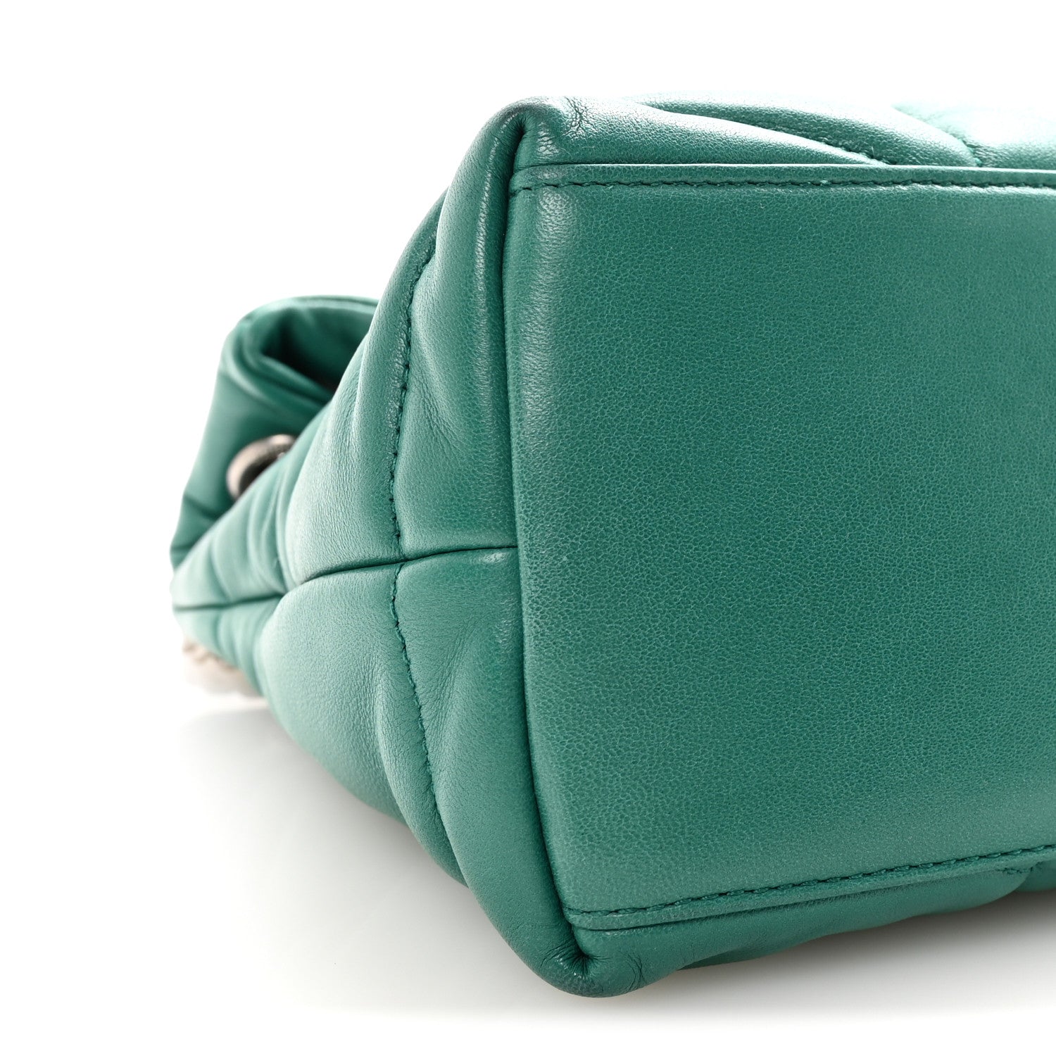 Lambskin Quilted Small Loulou Puffer Monogram Chain Satchel Green Field