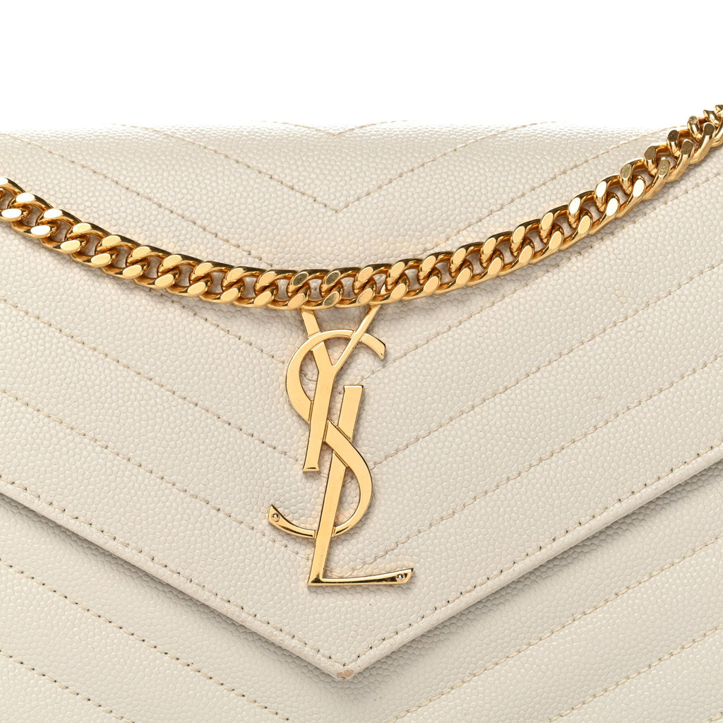 Grain De Poudre Matelasse Chevron Monogram Chain Wallet Crema Soft