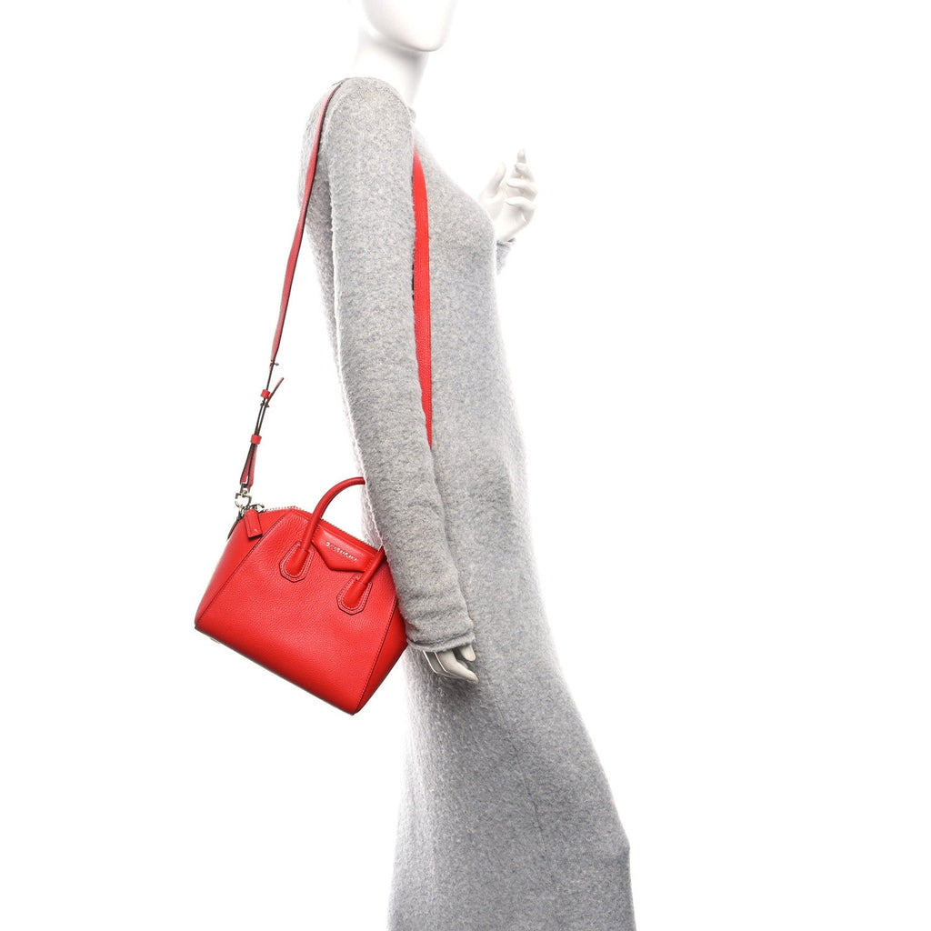 Sugar Goatskin Mini Antigona Pop Red