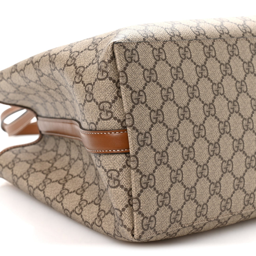 GG Supreme Monogram Emblem Large Tote Bag Beige Ebony Sundial