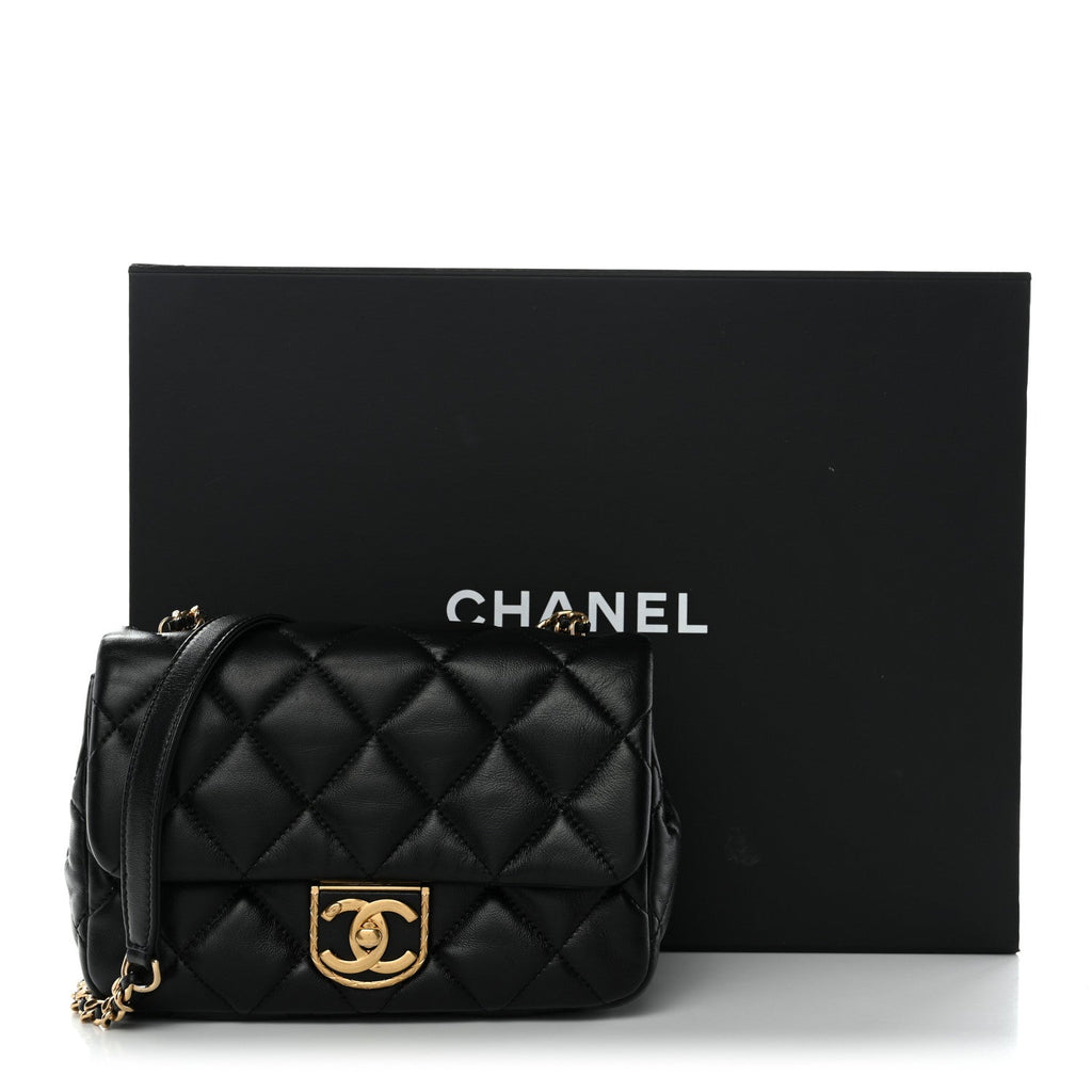 Lambskin Quilted Mini Flap Black
