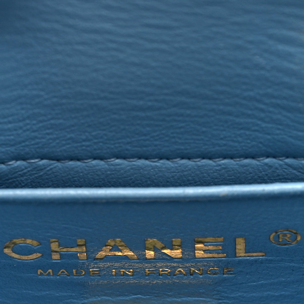 Caviar Quilted Mini Bucket Bag Blue