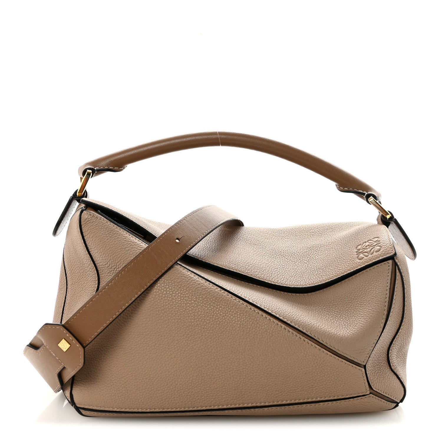 Grained Calfskin Medium Puzzle Bag Sand Mink