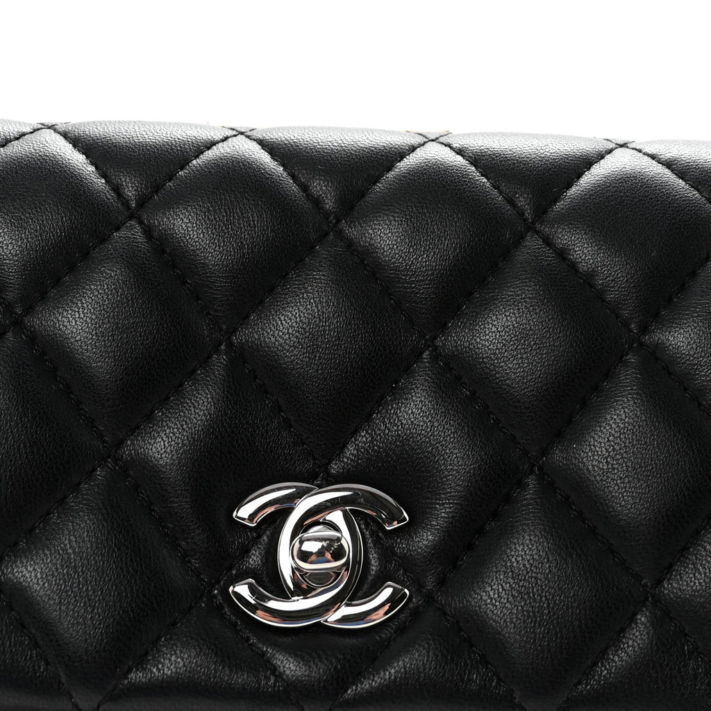 Lambskin Quilted Fold Up Again Clutch Black