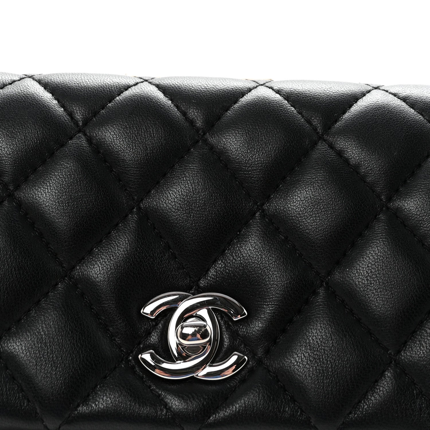 Lambskin Quilted Fold Up Again Clutch Black