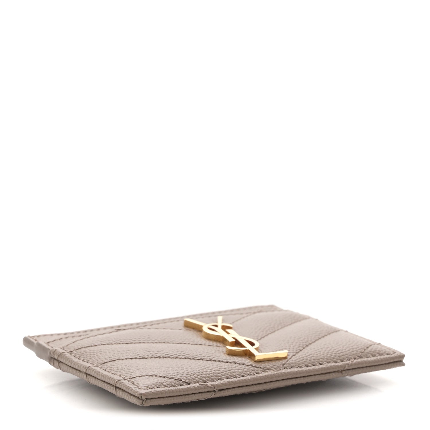 Grain De Poudre Matelasse Chevron Monogram Credit  Case Taupe