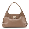 Calfskin Fanisa Gancini Large Hobo Beige