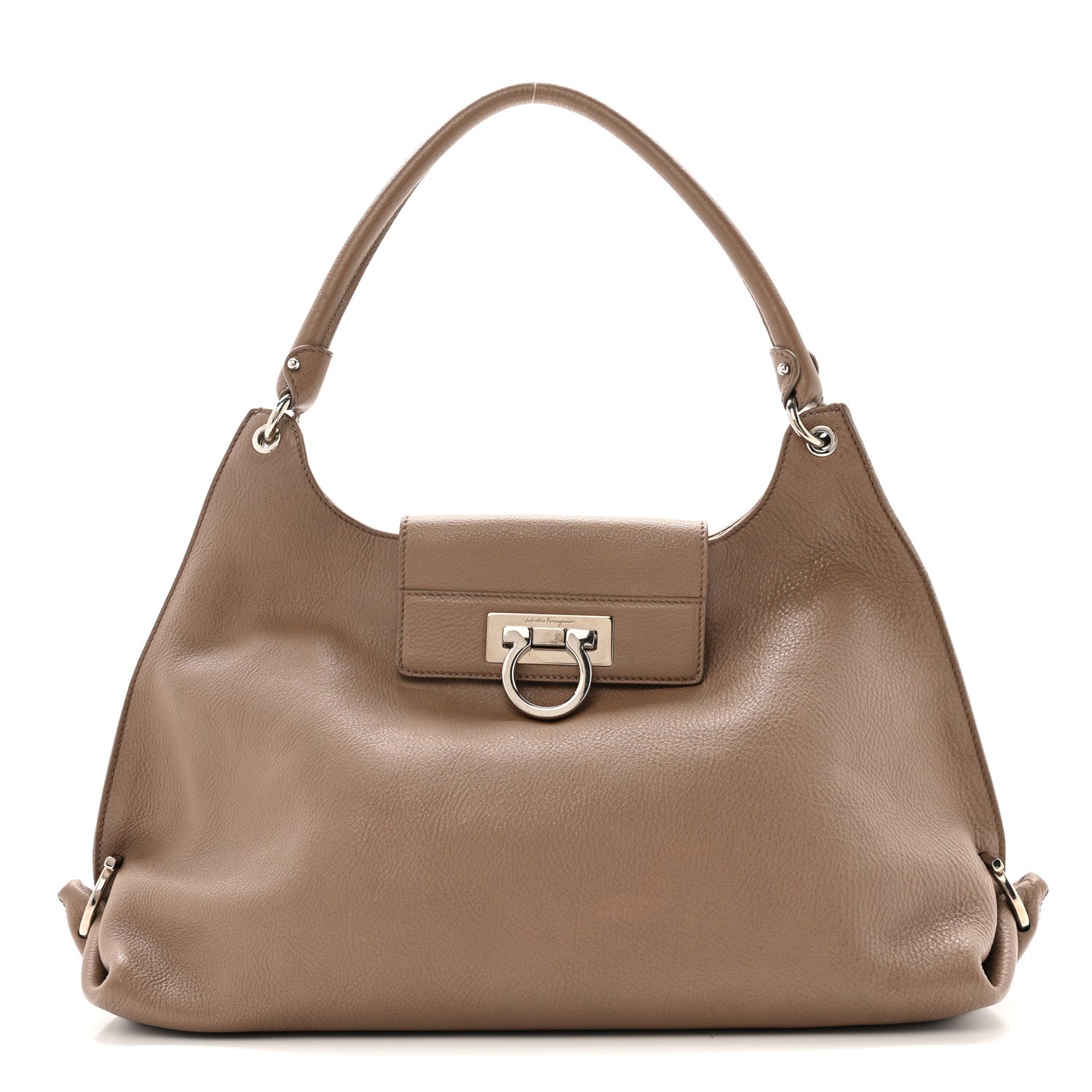 Calfskin Fanisa Gancini Large Hobo Beige