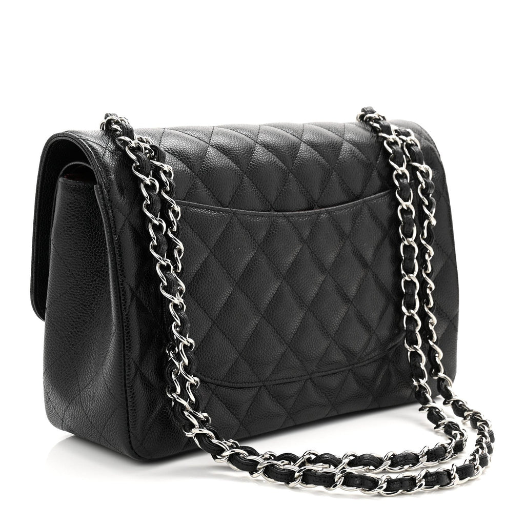 Caviar Quilted Jumbo Double Flap Black