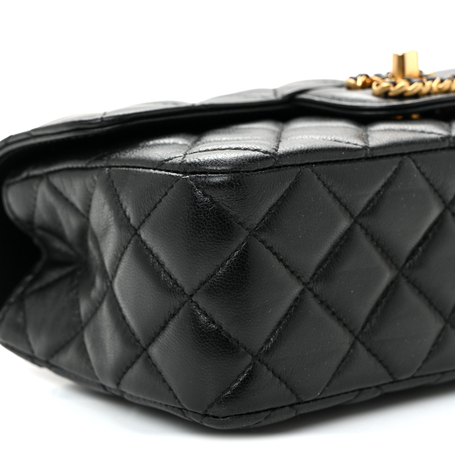Lambskin Quilted Mini Strass On Top Flap Black