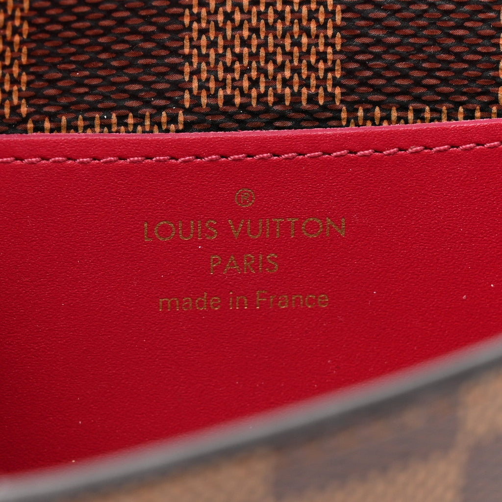 Damier Ebene Croisette Chain Wallet Scarlet