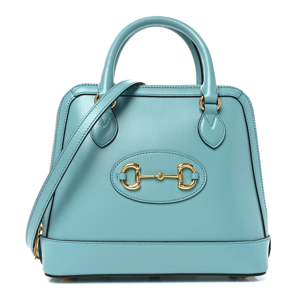 Boarded Plutone Calfskin Small Horsebit 1955 Top Handle Bag Dusty Azure