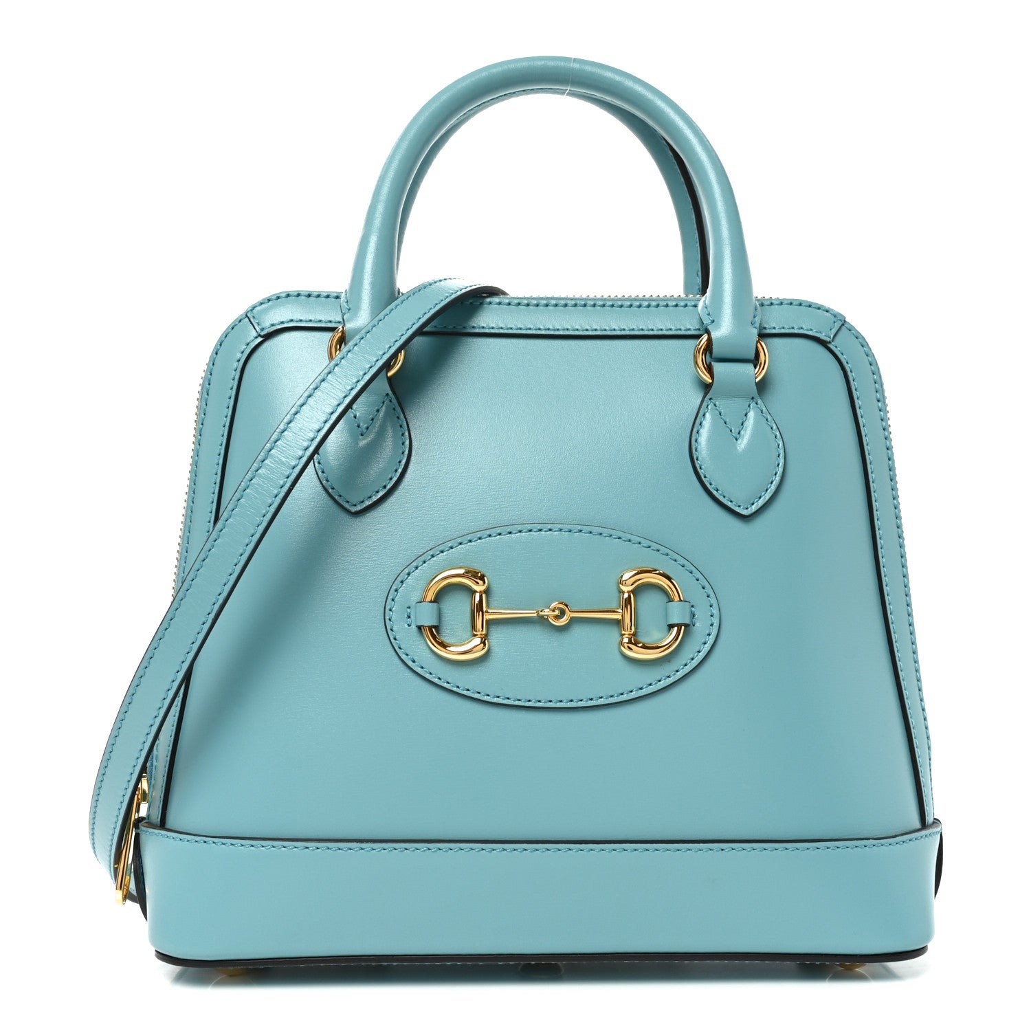 Boarded Plutone Calfskin Small Horsebit 1955 Top Handle Bag Dusty Azure
