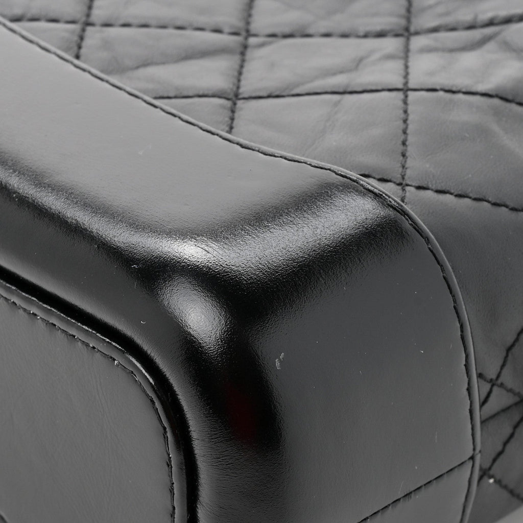 Aged Calfskin Quilted Small Gabrielle Hobo Black