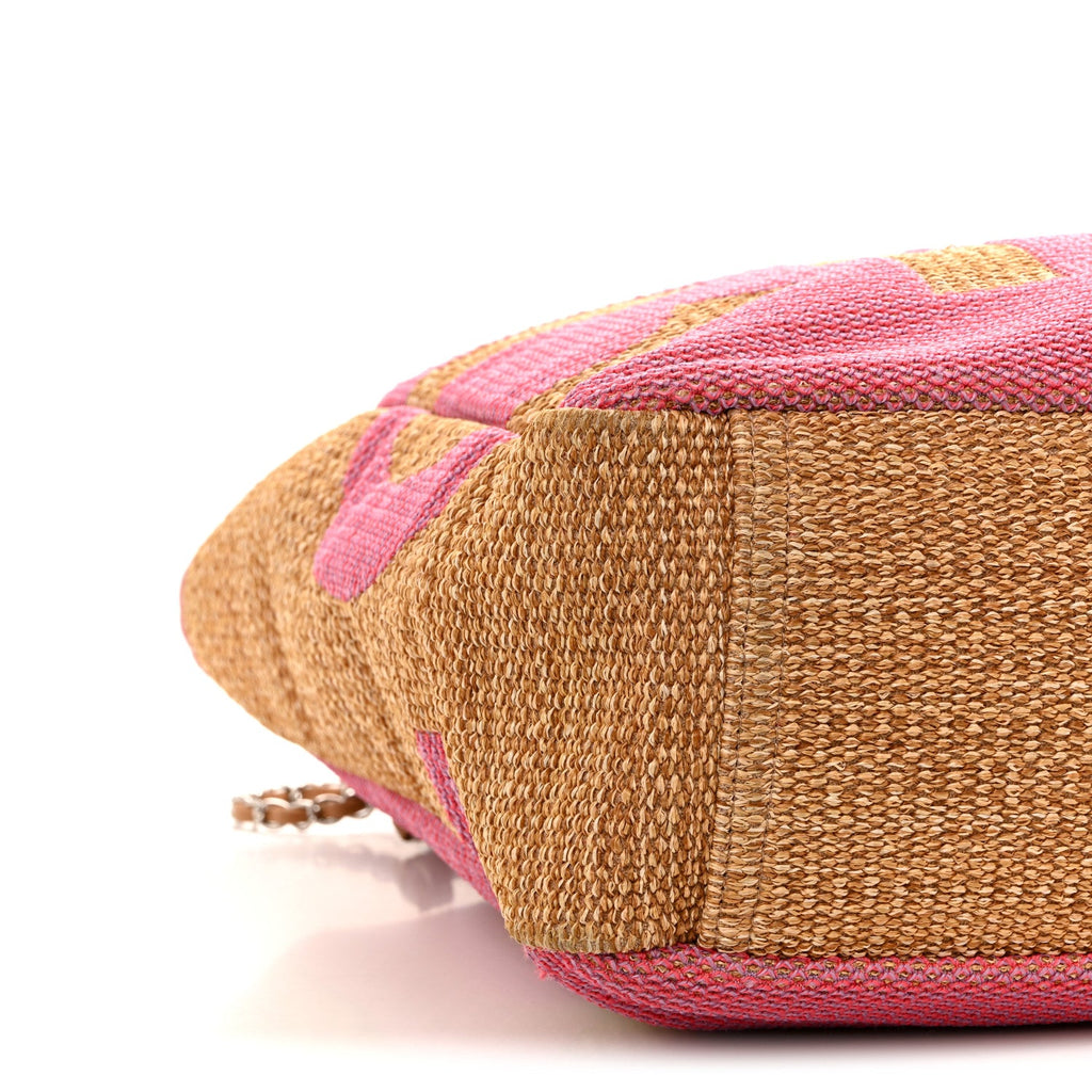 Mixed Fibers Large Shopping Bag Pink Beige