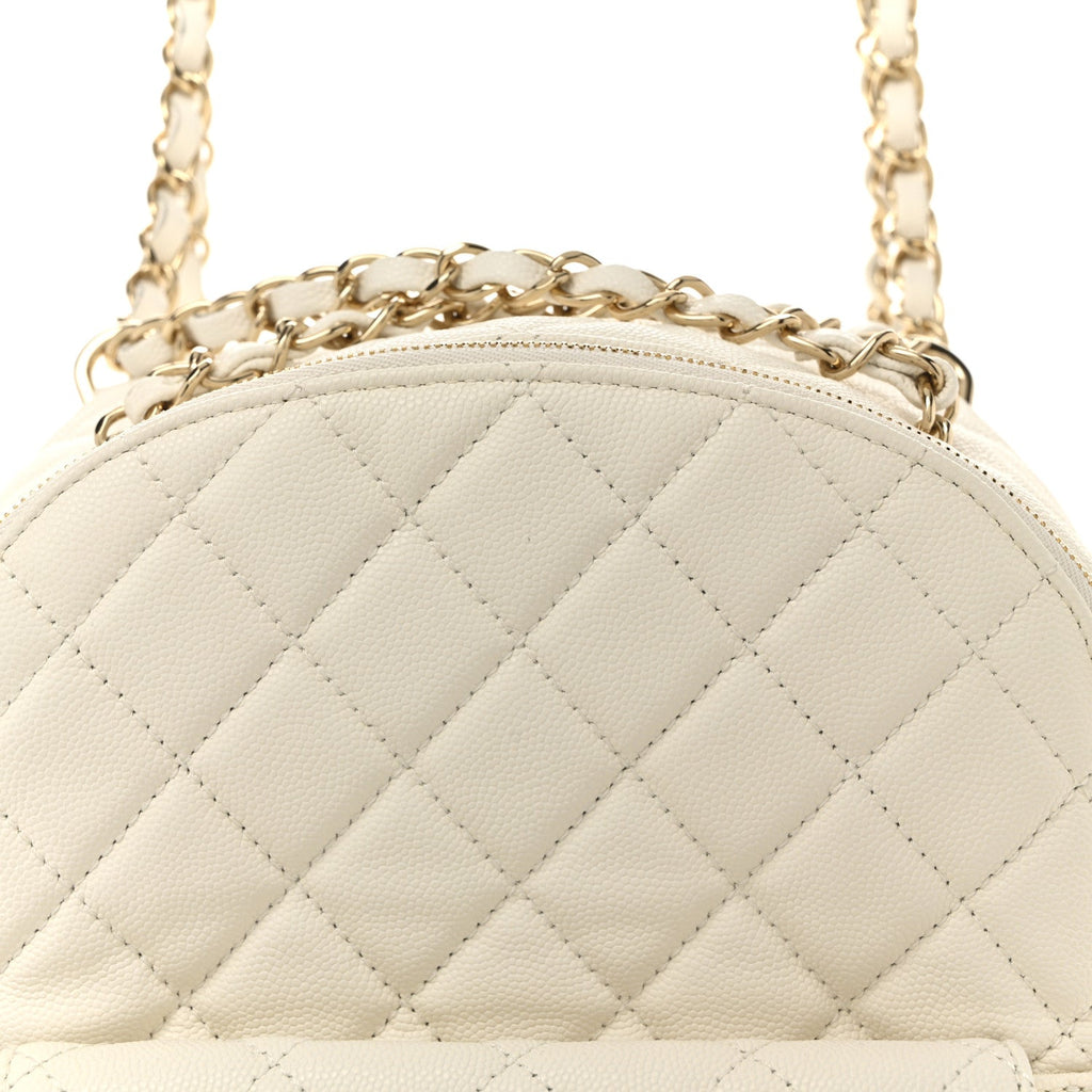 Caviar Quilted Small CC Day Backpack White