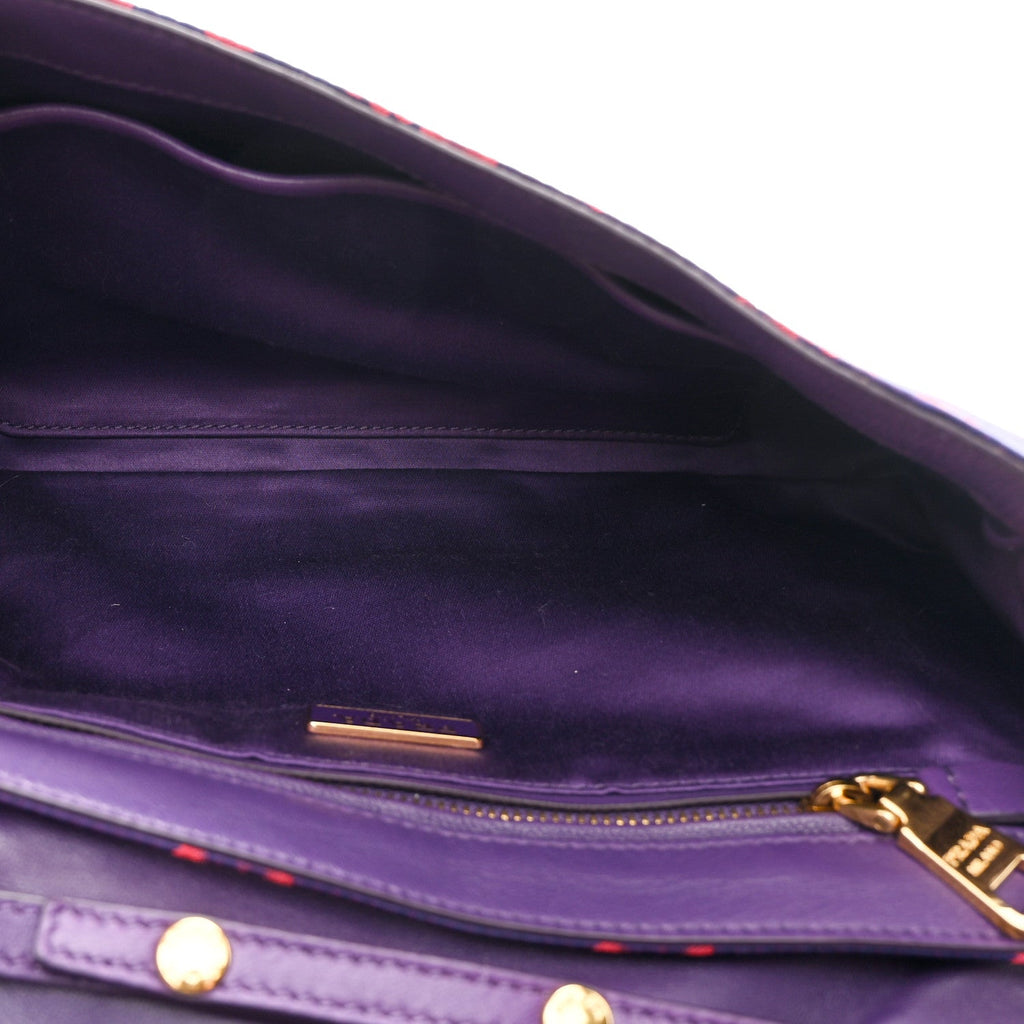 Tessuto Nylon Lurex Embroidered Flap Viola
