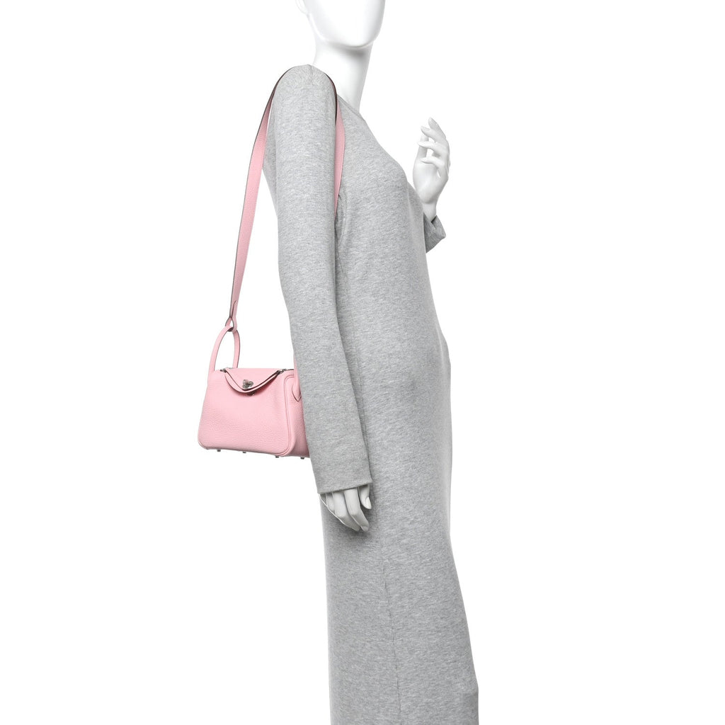 Taurillon Clemence Verso Mini Lindy 20 Rose Sakura Gris Perle