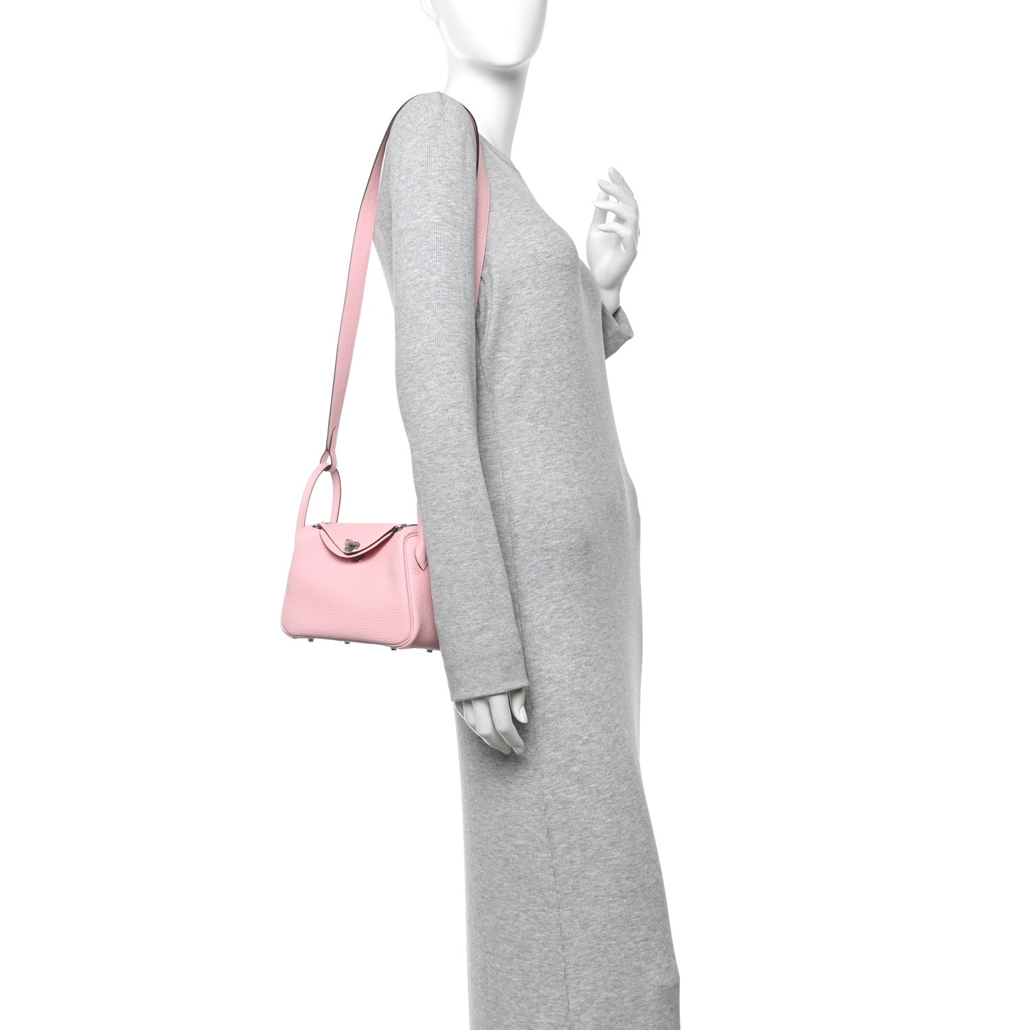 Taurillon Clemence Verso Mini Lindy 20 Rose Sakura Gris Perle