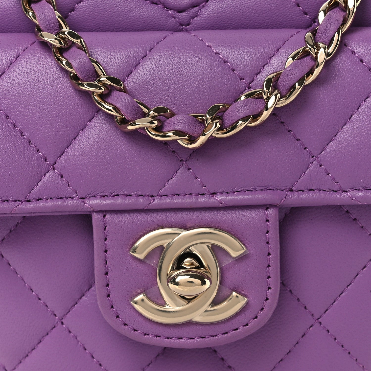 Lambskin Quilted CC In Love Heart Clutch With Chain Purple