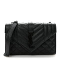 Grain De Poudre Textured Mixed Matelasse Triquilt Small Monogram Monochrome Satchel Black