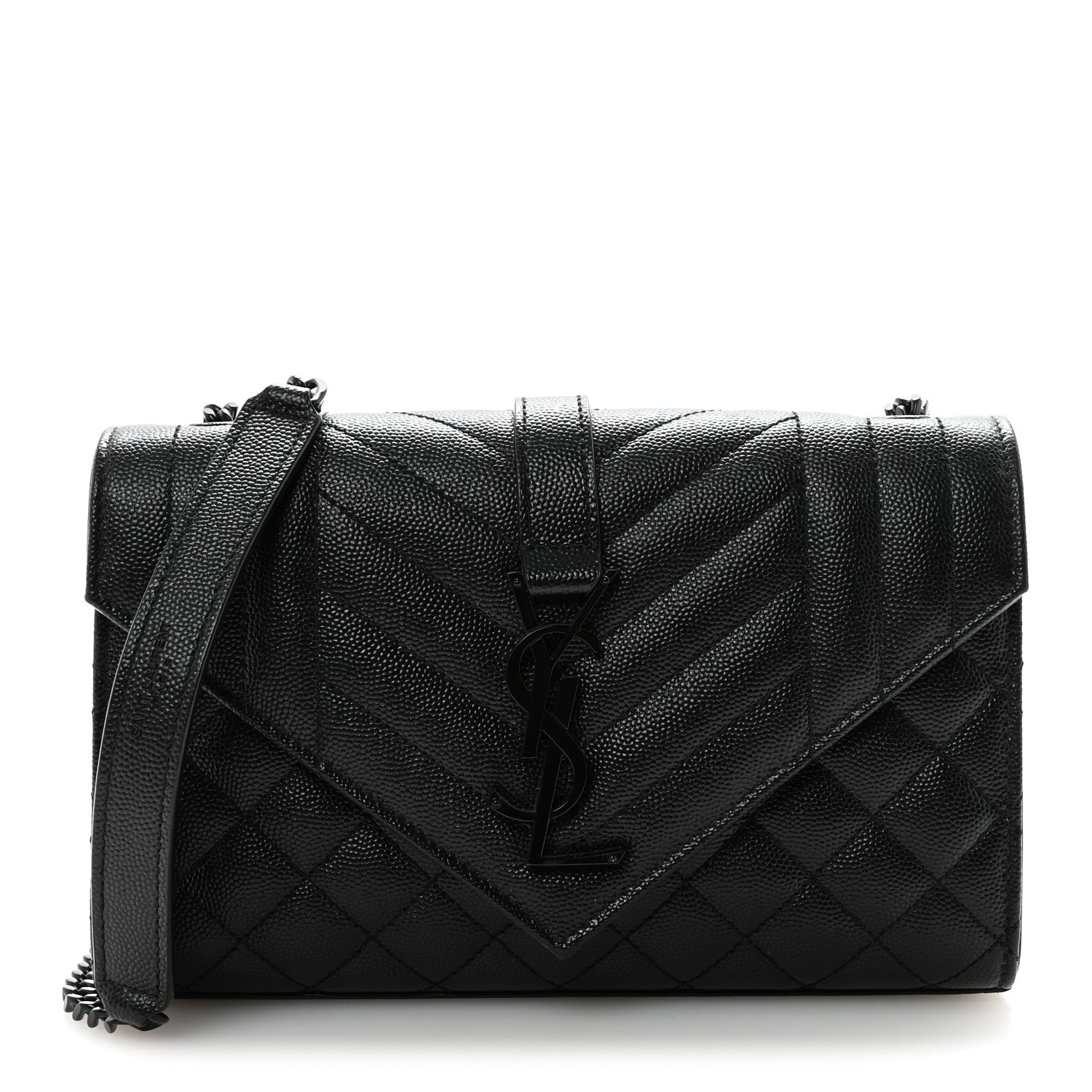 Grain De Poudre Textured Mixed Matelasse Triquilt Small Monogram Monochrome Satchel Black