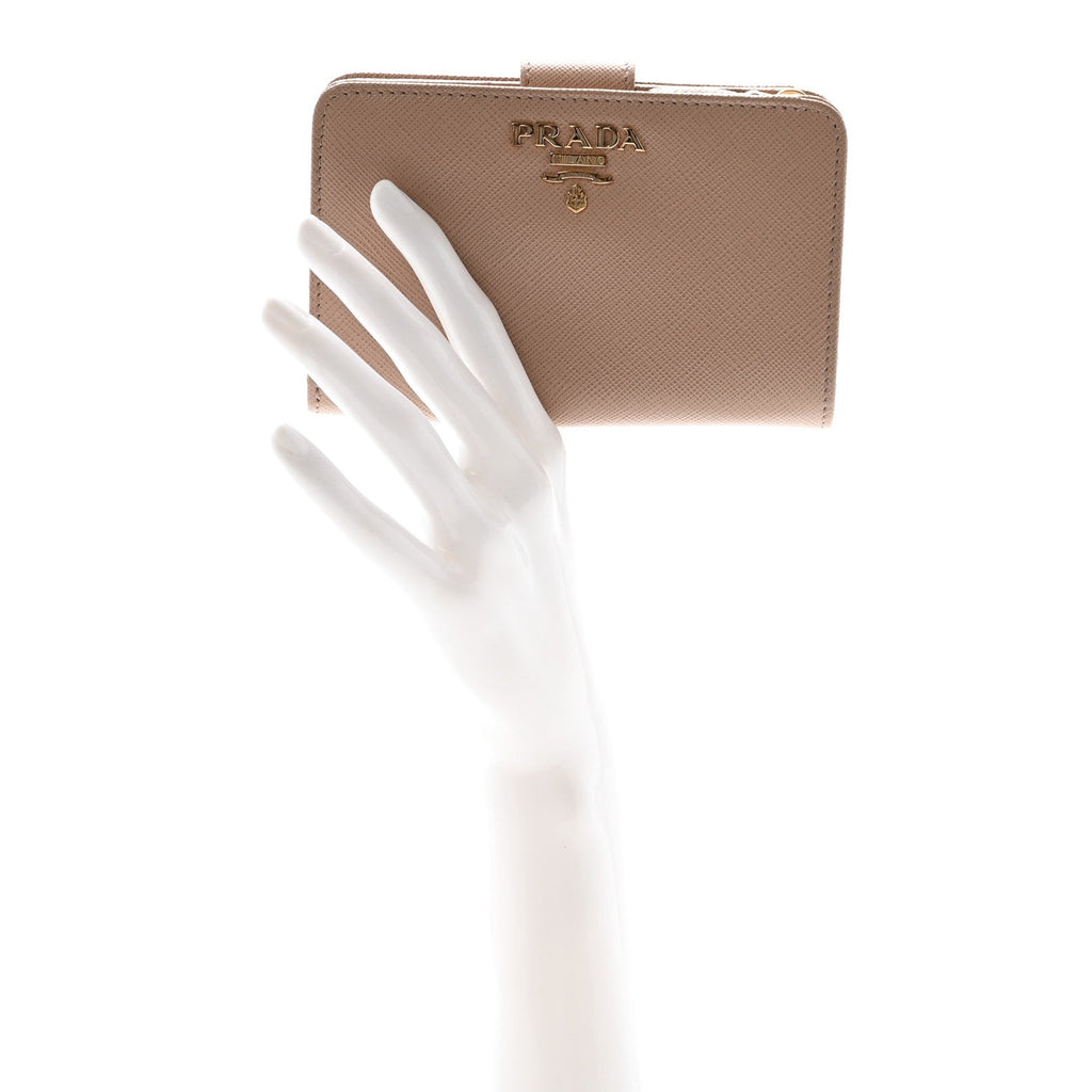 Saffiano Metal Compact Zip Around Wallet Cammeo